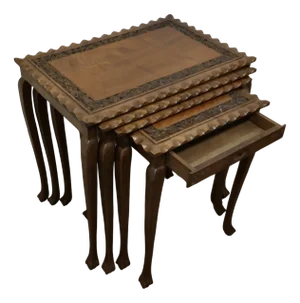 Nesting Tables in Carved Teak, 1950s, Set of 4