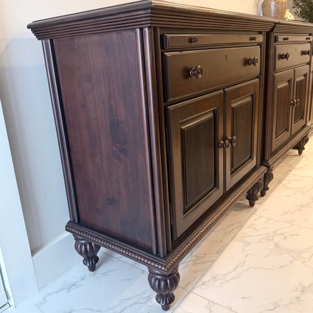 English Late 20th Century Kincaid Solid Wood Oversized Bedside Chests / Nightstands, Pair For Sale - Image 3 of 9