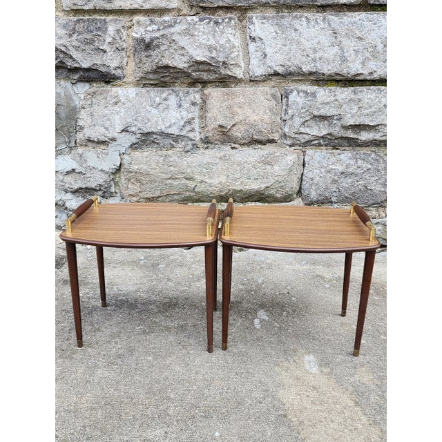 Mid-Century Modern Mid Century Modern Wood & Formica Side Tables-A Pair For Sale - Image 3 of 10