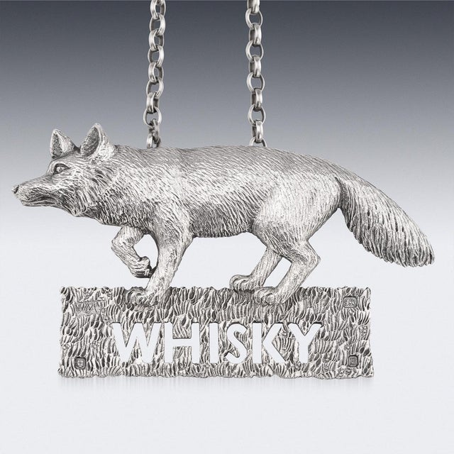 Silver English Silver Decanter Labels by Mappin & Webb, 1976, Set of 4 For Sale - Image 8 of 18