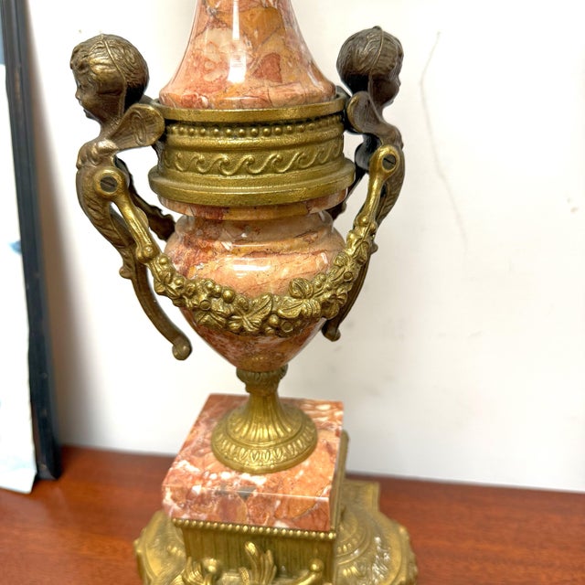 Brevettato bronze and marble candelabras. Vintage Louis XVI Style Brevettato Italian Heavy with Brass, Bronze and Marble,...