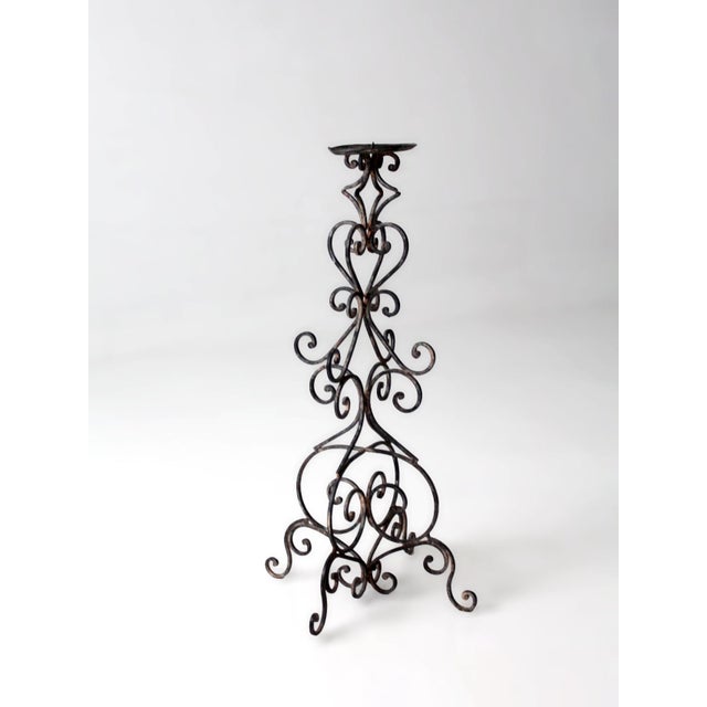 Vintage Scrollwork Iron Candle Stand For Sale - Image 9 of 17