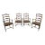 Mid 20th Century Vintage Oak Country French Farmhouse Ladder Back Upholstered Dining Arm Chairs - Set of 4 For Sale