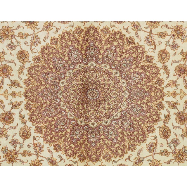 Extremely fine woven Persian silk carpet have silk pile on silk foundation. Approximately 750-800 knots per square inch....
