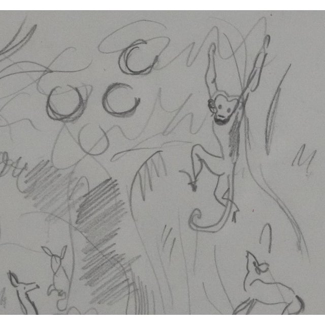 Hervé Baille, Adam and Eve in Paradise, Original Pencil Drawing For Sale - Image 4 of 7