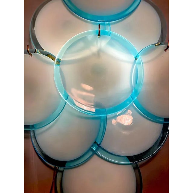 Blue Turquoise Disc Murano Ceiling Lamp from Vistosi, 1970s For Sale - Image 11 of 12