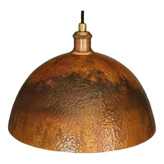 Oxidized Solid Copper Pendant Dome Ceiling Light For Sale