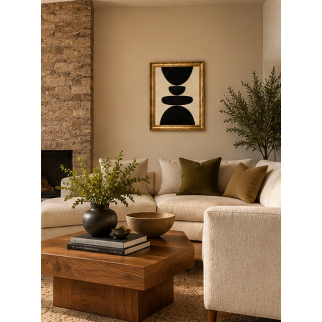 Title; Totem an original abstract composition from Bryan Boomershine’s Cream & Black Organic Collection, exploring the...