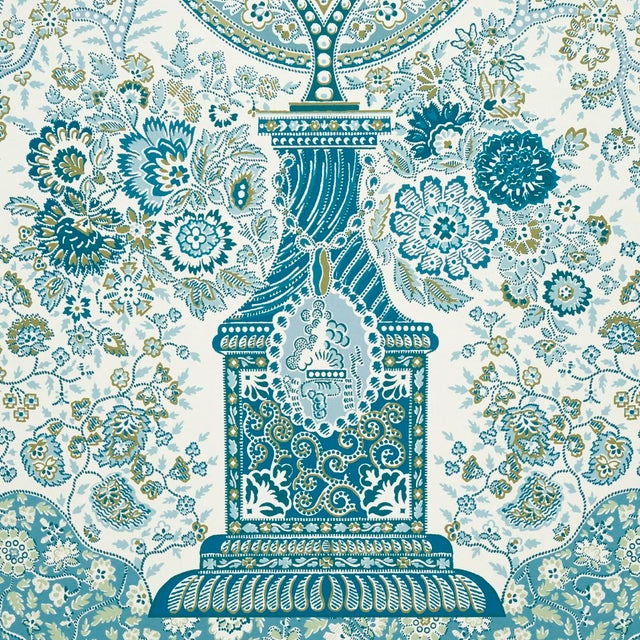 Schumacher SAMPLE - Schumacher Colmery Paisley Panel Set In Peacock For Sale - Image 4 of 5