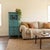 Aqua Distressed Aqua Blue Slim Wood Carving Shutter Doors Storage Cabinet For Sale - Image 8 of 8