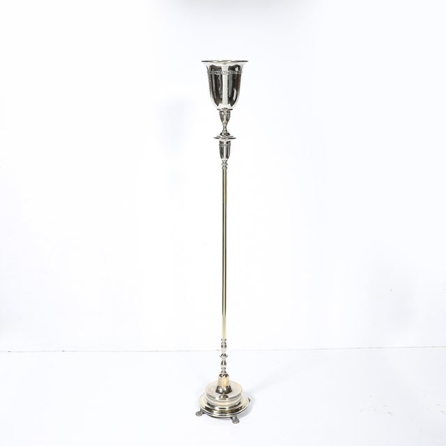 Classical Hollywood Regency Silvered Bronze Torchiere For Sale - Image 9 of 12