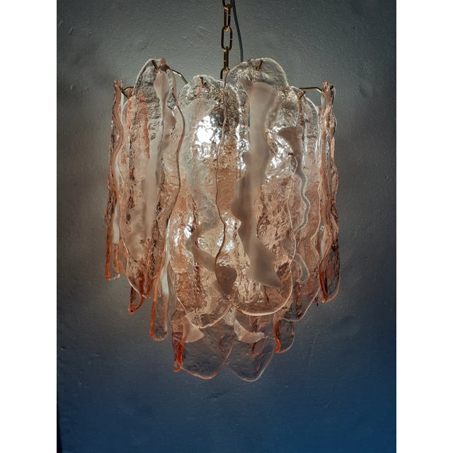 Glass Murano Glass "Spider" Sputnik Chandelier in Pink and White For Sale - Image 7 of 8