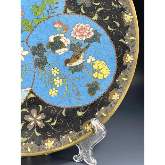 Japanese Meiji Bronze Cloisonné Charger, 19th Century For Sale - Image 4 of 10