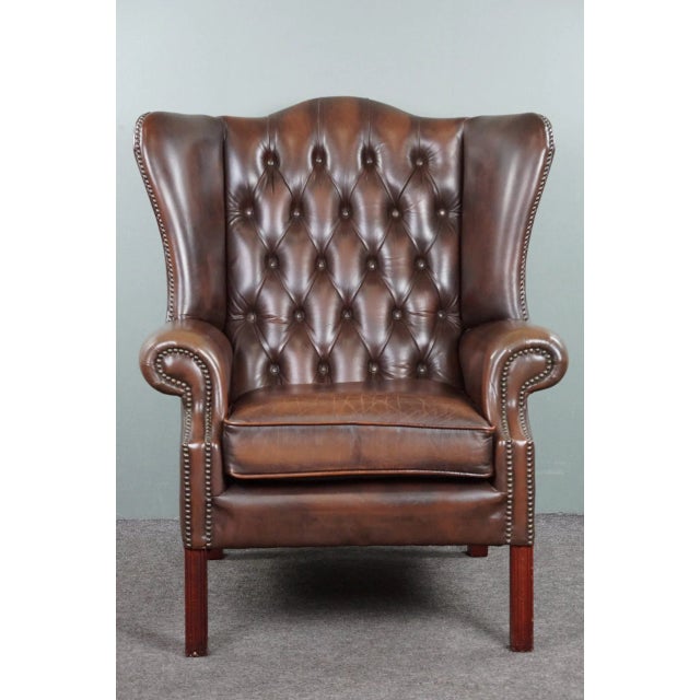 Vintage Brown Leather Armchair For Sale - Image 3 of 10