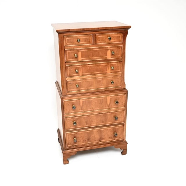 Antique Georgian Yew Wood Chest on Chest of Drawers, 1930 For Sale - Image 9 of 9