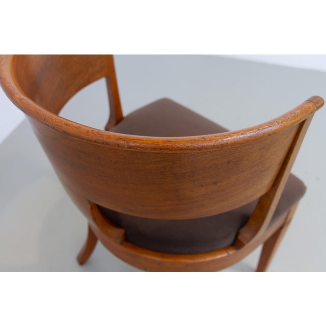 Antique Danish Round Back Oak Chair, 1920s For Sale - Image 17 of 18