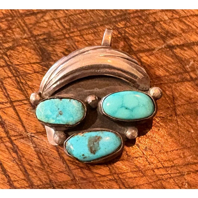 American Vintage Native American Navajo Sterling Silver Pendant For Sale - Image 3 of 4