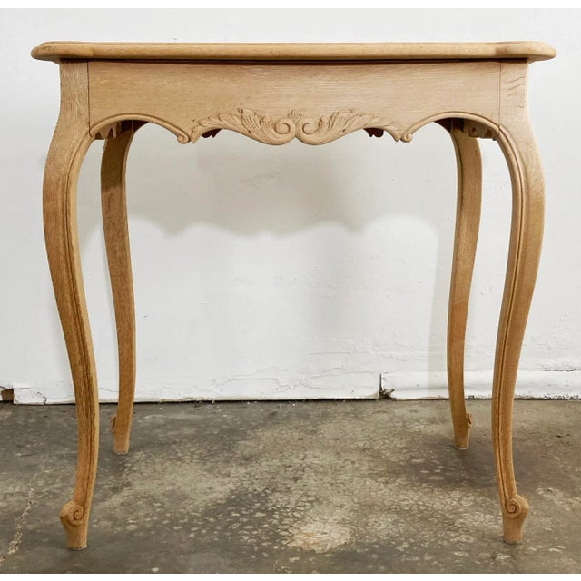 French Vintage French Louis XV Style Bleached Wood Table For Sale - Image 3 of 11