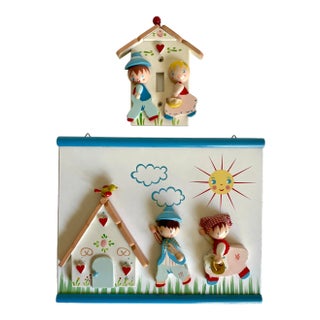 1980's Kiddie Wood Light Switch Cover and Wall Decor For Sale