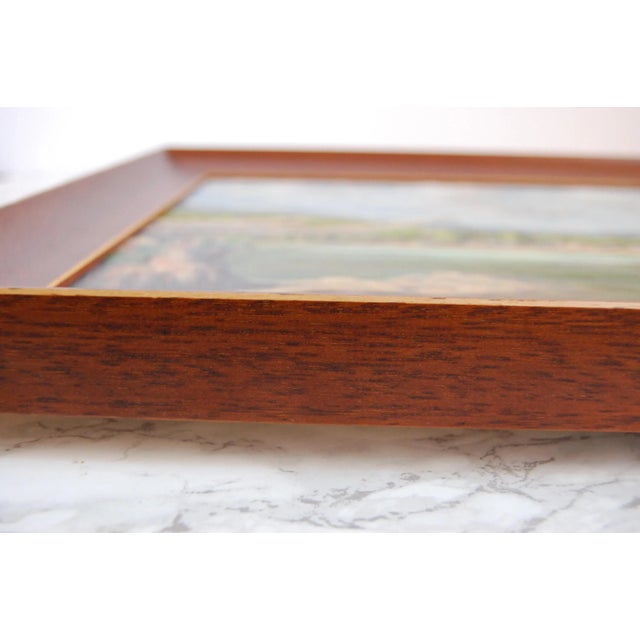 Traditional Mid Century Lakeside Landscape Painting Original Oil on Canvas Signed For Sale - Image 3 of 10