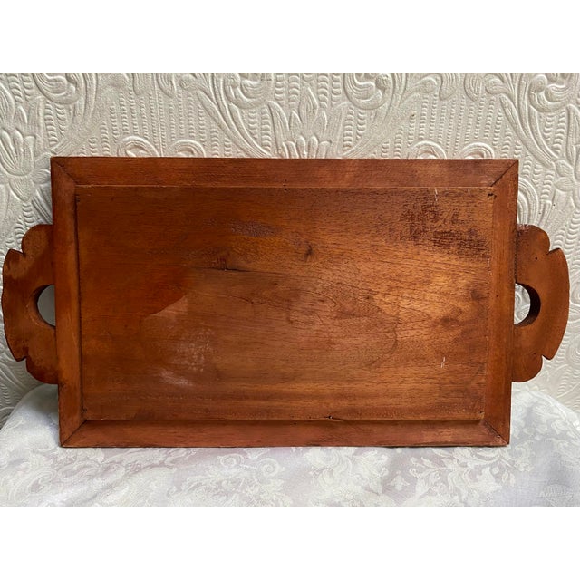 Wood Vintage Mid Century Modern Hand-Carved Wood Mexican Tray For Sale - Image 7 of 8