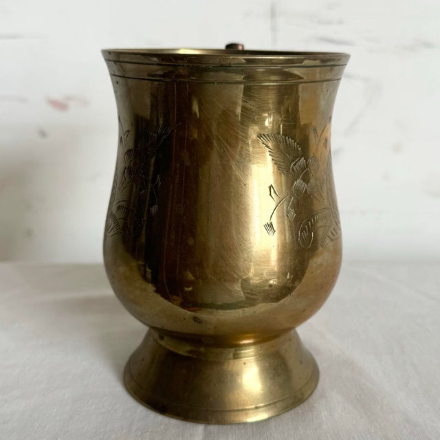 Mid 20th Century Vintage Engraved Brass Cup/Mug For Sale - Image 5 of 7