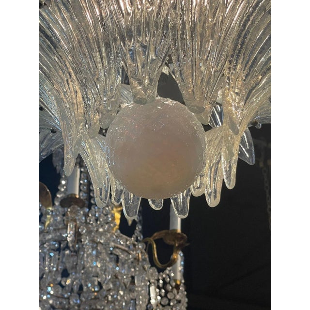 Transparent Modern Murano Glass Palm Form Chandelier in Opalescent Glass For Sale - Image 8 of 9