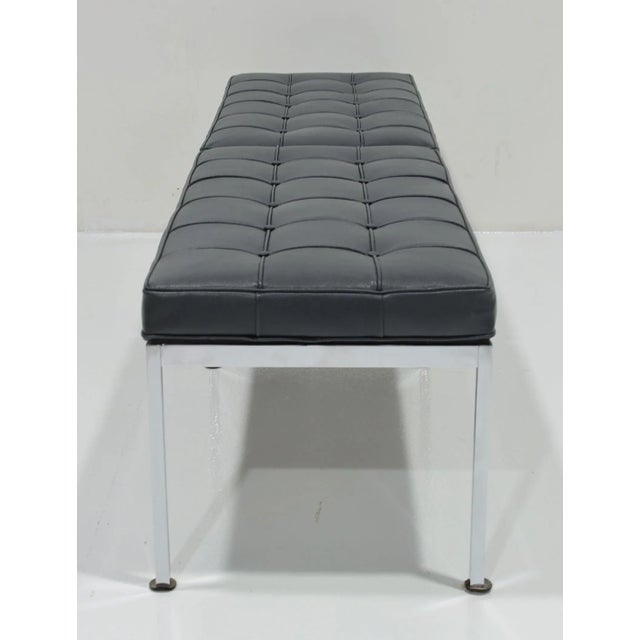 Florence Knoll Mid 20th Century Florence Knoll Bench in Holly Hunt Leather For Sale - Image 4 of 11