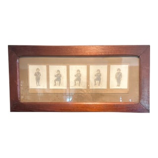 Early 20th Century Ooak 1914 Framed Series of 5 Photographs of a Toddler Boy For Sale