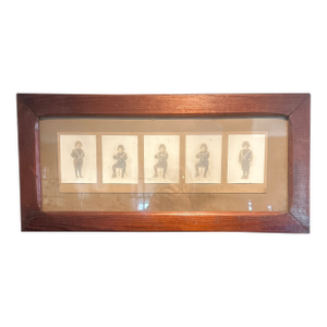 Early 20th Century Ooak 1914 Framed Series of 5 Photographs of a Toddler Boy