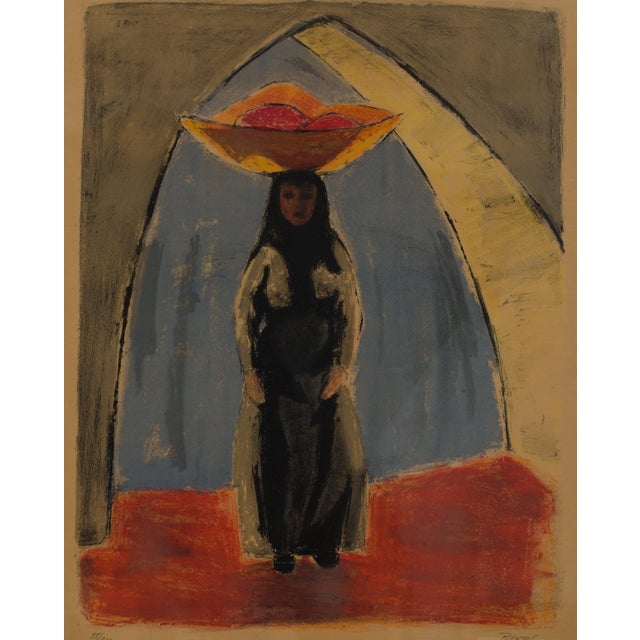 “Southern European Woman” is a large signed and numbered colour lithograph by Swedish painter and graphic artist Bo Yson...