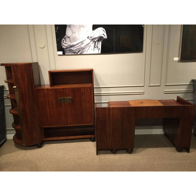Art Deco French Art Deco Rosewood Desk and Bookcase For Sale - Image 3 of 10