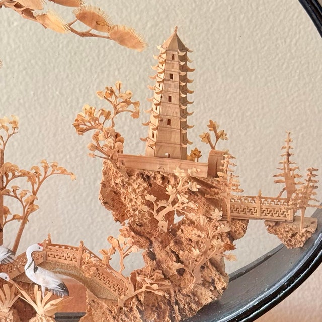 Large Midcentury Chinese Cork Carving Diorama For Sale - Image 6 of 8