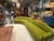 Stunning Vintage Mid-Century Modern Two-Piece Curved Sectional Sofa, newly reupholstered in a rich avocado green velvet....