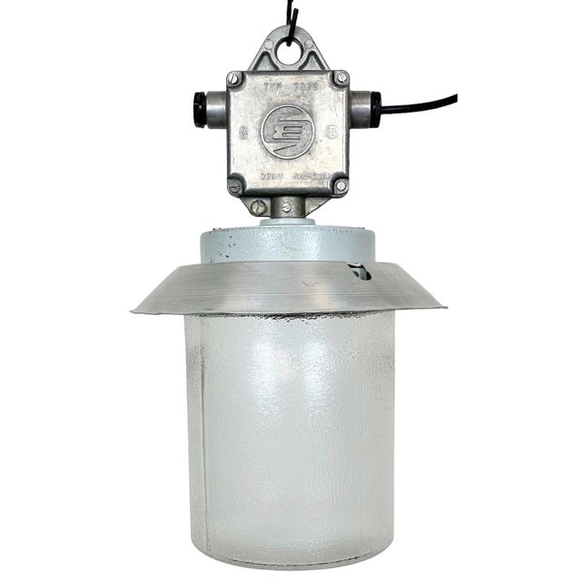 Industrial Aluminium Light with Glass Cover from Elektrosvit, 1970s For Sale - Image 16 of 16