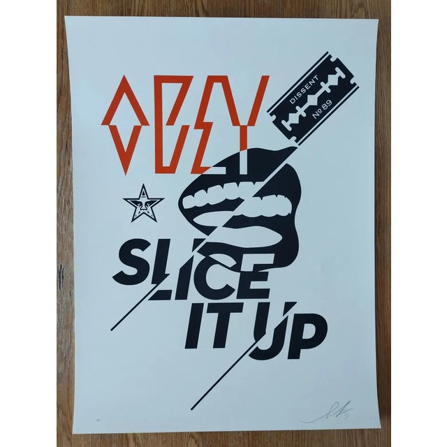 Shepard Fairey (Obey Giant) Slice It Up Screenprint on cream Speckletone paper. Signed by Shepard Fairey Numbered out of...