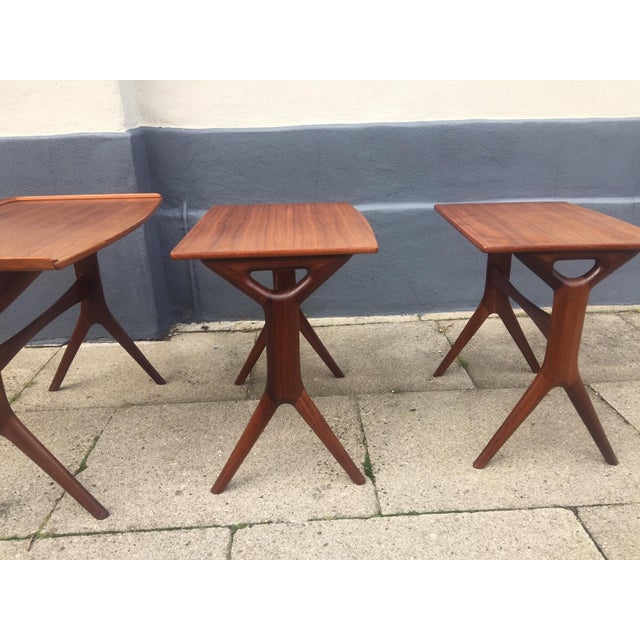 Danish Teak Nesting Tables by Johannes Andersen for CFC, 1960s, Set of 3 For Sale - Image 6 of 8