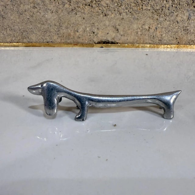 Metal Set of Five Italian Vintage Silver-Plated Dachshund Dog Knife Rest Mid-Century For Sale - Image 7 of 9