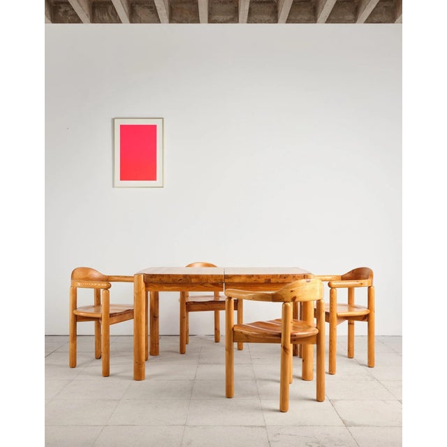Brutalist Pine Dining Set with Extendable Dining Table and Armchairs by Rainer Daumiller for Hirtshals Savværk, Denmark, 1970s, Set of 7 For Sale - Image 4 of 18