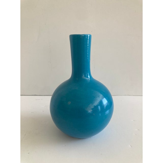 1950s Ming Style Turquoise Small Porcelain Vase Mid Century For Sale - Image 5 of 8