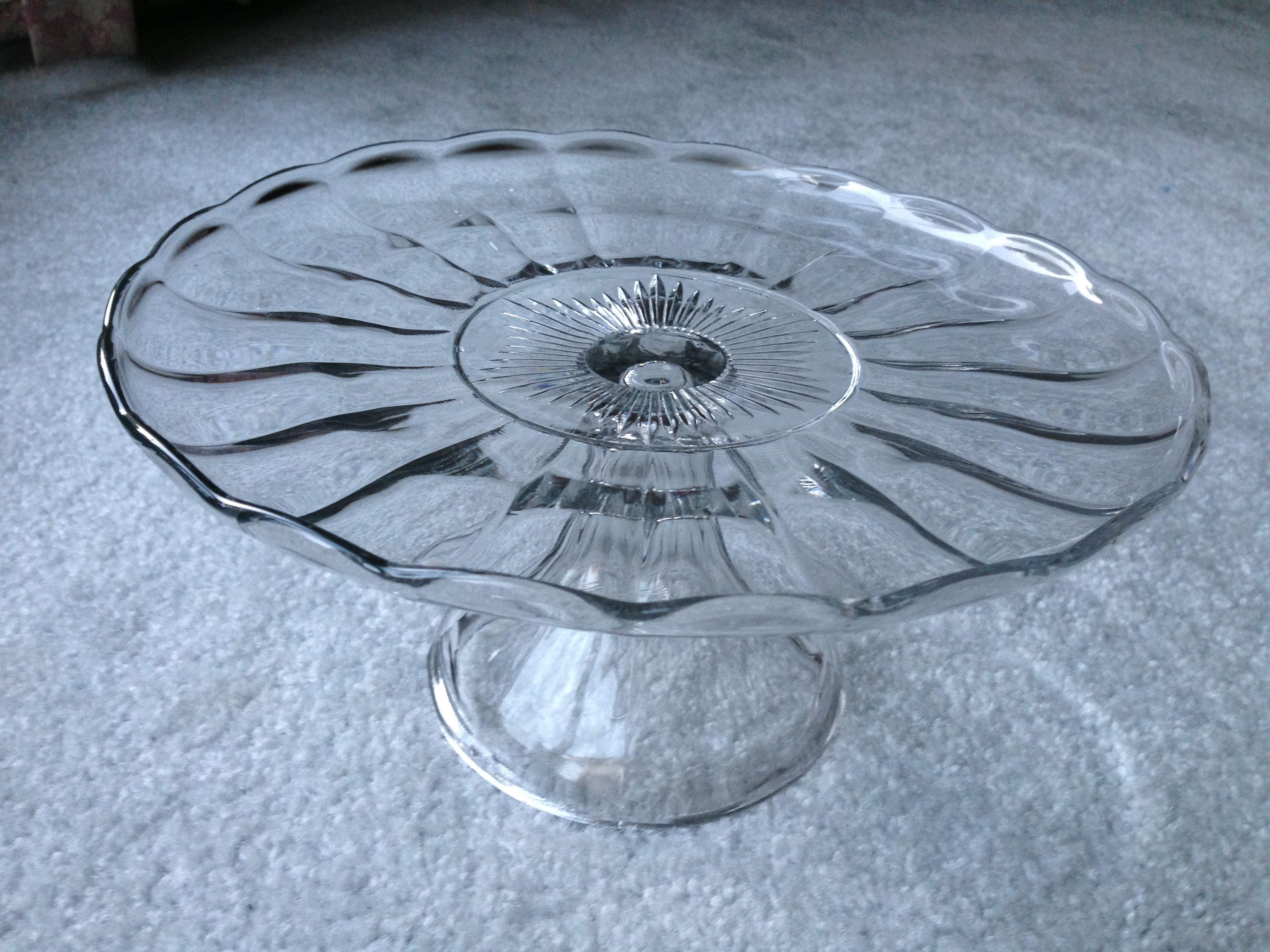 Vintage Glass Cake Plate Stand | Chairish