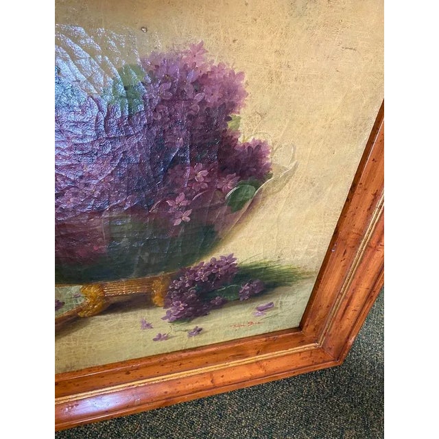 Lilac's of the Fields Vintage Oil Painting by Trevor Jank - Botanical For Sale - Image 12 of 13