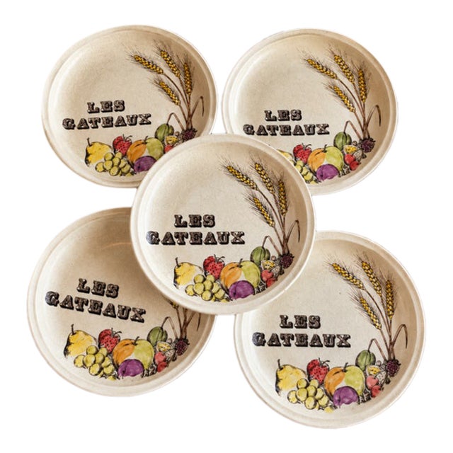 Vintage Gien France Les Gâteaux Dessert Plates, Set of 5 For Sale