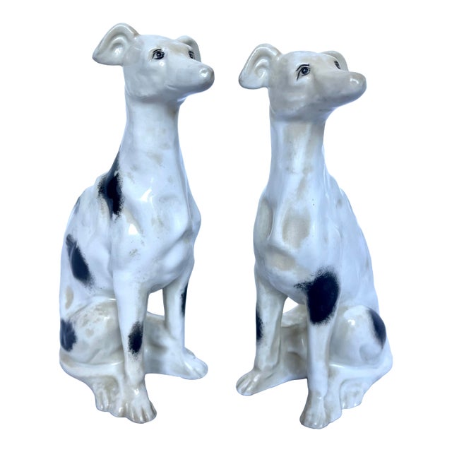 Vintage Maitland-Smith Hand-Painted Porcelain Whippet Figurines - A Pair For Sale