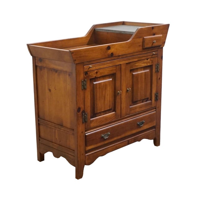 Link Taylor Pilgrim Pine Collection Rustic Country French 40" Dry Sink Server 1515 For Sale - Image 4 of 16