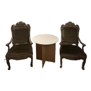 Pair of French Louis IV Imported Carved Accent Chairs For Sale