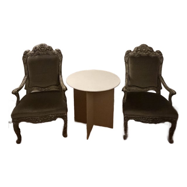 Pair of French Louis IV Imported Carved Accent Chairs For Sale