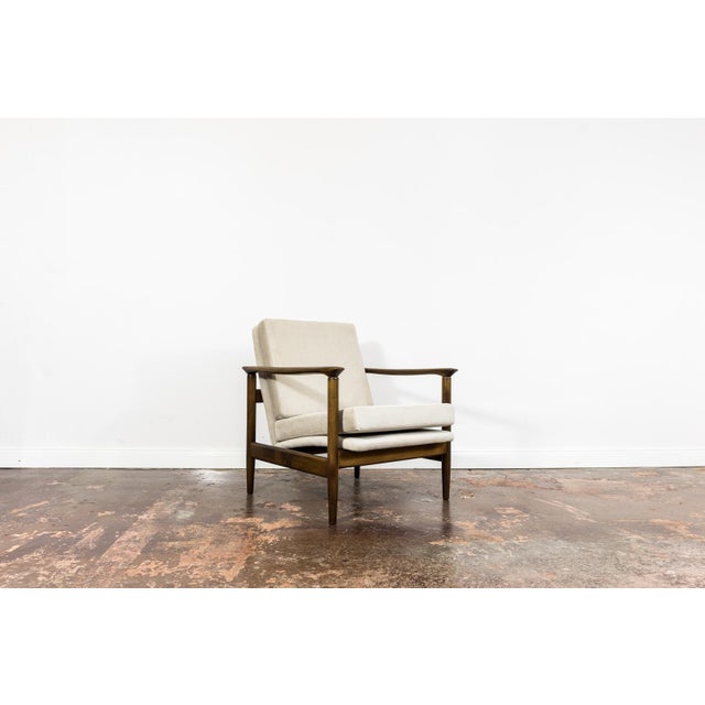 The gfm-142 armchair designed by edmund homa, manufactured in the gościcińska fabryka mebli (gfm) poland, 1960s. the...