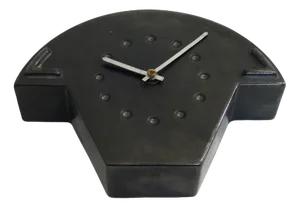 Small Mid-Century Clock in Silver Black Earthenware, 1940s