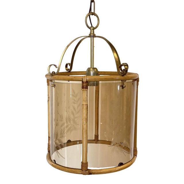 Wood Vintage Bamboo Lantern Hanging Light, 1980s For Sale - Image 7 of 7